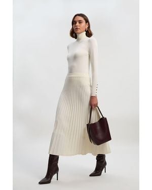 Karen Millen Viscose Blend Roll Neck Knit Jumper - Natural