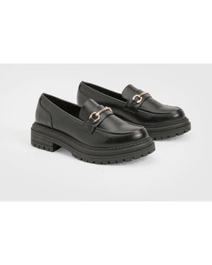 Boohoo Chunky Bar Trim Loafers - Black