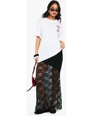Boohoo Lace Mix Maxi Skirt - White