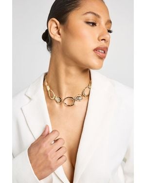 Boohoo Abstract Hammered Chunky Necklace - Natural