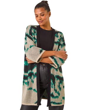 Roman Abstract Print Knit Cover Up - Green