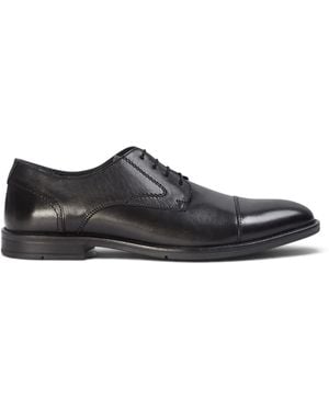 Paul Andrew Burnished Leather Formal Derby Shoes - Black