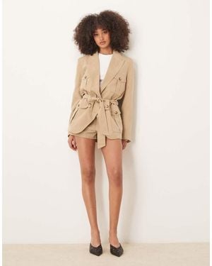 ASOS Faux Suede Utility Blazer Co-Ord - Natural