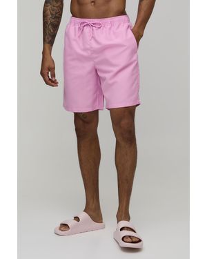 BoohooMAN Long Length Swim Short - Pink