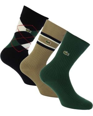 Lacoste 3 Pack Of Cotton Socks - Green