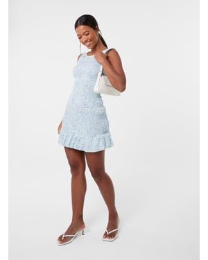 Pink Vanilla Ditsy Shirred Broderie Mini Dress - White