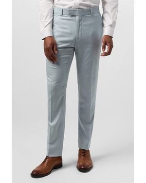 Antique Rogue Flat Fronted Slim Fit Suit Trousers - Blue