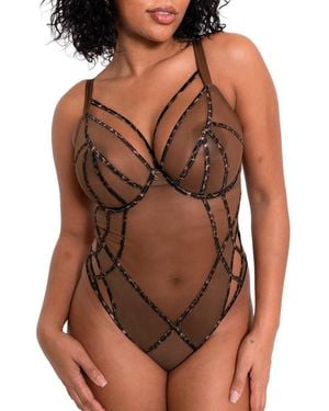 Curvy Kate Senses Plunge Bodysuit - Brown
