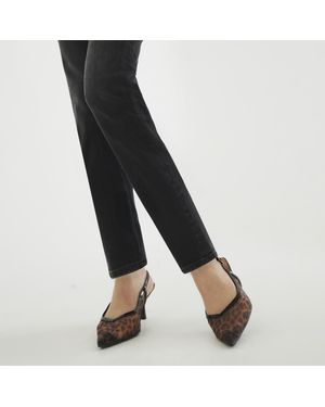 River Island Leopard Print Mesh Court Heeled Shoes Pu - Black