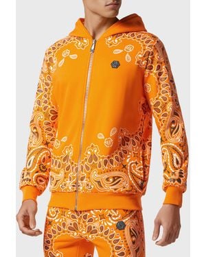 Philipp Plein Trainingspak: Hoodie & Broek Paisley - Oranje