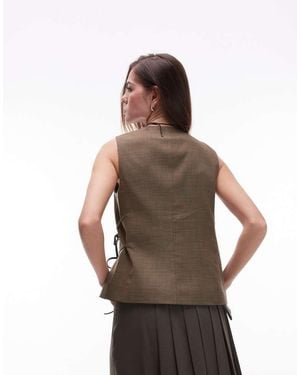 TOPSHOP Tie Side Waistcoat - Brown