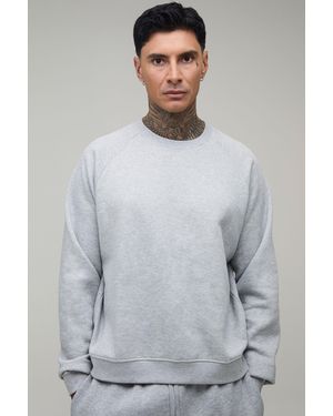 BoohooMAN Tall Essential Oversized Boxy Fit Raglan Sleeve Jumper - Grey