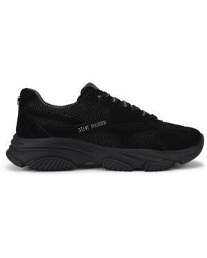Steve Madden Suede Front Row Trainers - Black