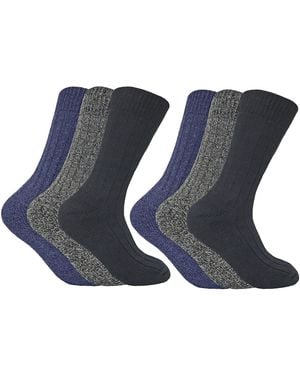 Sock Snob 6 Pack Thick Warm Wool Blend Hiking Socks - Blue