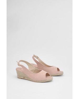 Good for the Sole Wide Fit Reese Canvas Espadrille Wedge Sandals - Pink