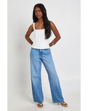 Boohoo Square Neck Bandage Corset Top - Blue