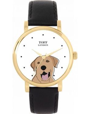 Toff London Tlws-20695 Ladies Labrador Retriever Dog Head Watch - Black