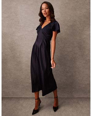 Blue Vanilla Luxe Angel Sleeve Midi Dress - Brown