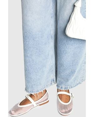 Boohoo Mesh Detail Mary Jane Ballets - Blue