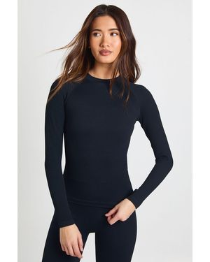 Boohoo Tall Contour Ribbed Seamless Long Sleeve Active Top - Blue