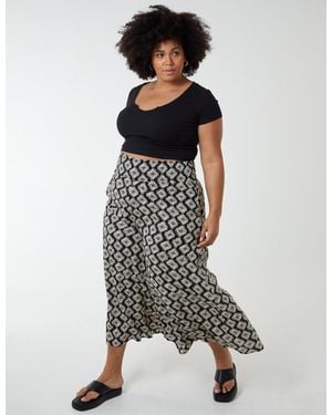 Blue Vanilla Curve Shirred Wide Leg Trouser - Black