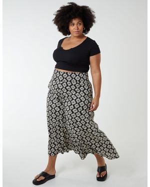 Blue Vanilla Curve Shirred Wide Leg Trouser - Black