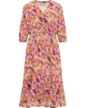 Usha Midi-Jurk Met Bloemenprint Qisha Wol Wit - Rood