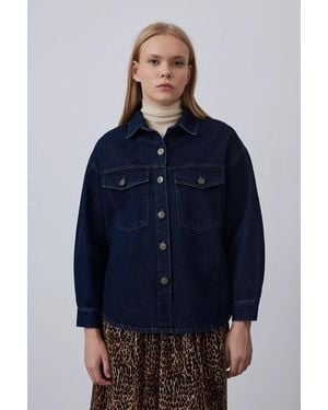 GUSTO Oversized Denim Jacket - Blue