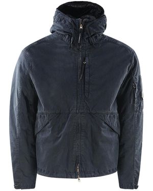C.P. Company 50 Fili Rubber Hooded Total Eclipse Jacket - Blue