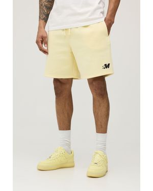 BoohooMAN Baggy Fit M Star Jersey Short - Yellow