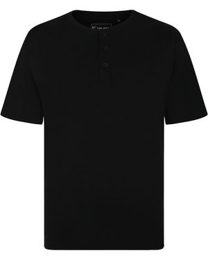 KAM Jeanswear Kam Plus Size O-Neck Tee Shirt Button Up - Black