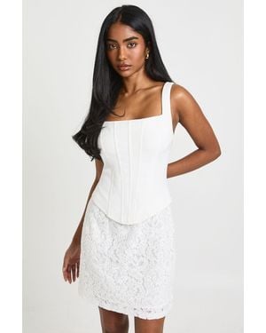 Boohoo Strappy Corset Lace Skirt Mini Dress - White