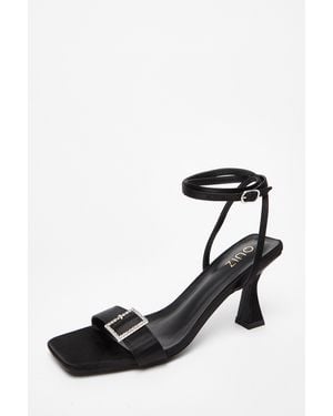 Quiz Satin Buckle Heels - Black