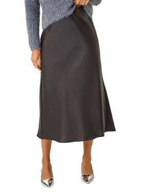 Roman Woven Satin Skirt - Black