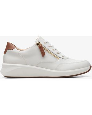 Clarks Un Rio Zip Leather Trainers - White