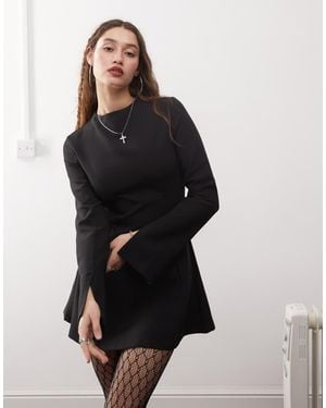 Weekday Structured Long Sleeve Mini Dress - Black