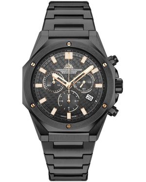 Christophe Duchamp Logo-Textures Dial With Bracelet And Case - Black