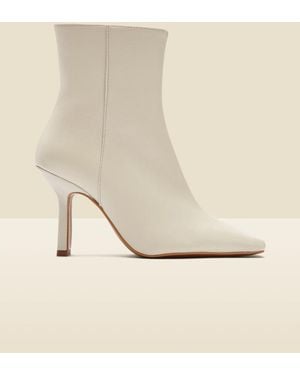 Sosandar Leather Square Toe Ankle Boot - Natural