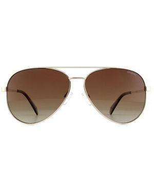 Polaroid Aviator Gradient Polarized Sunglasses Metal - Brown
