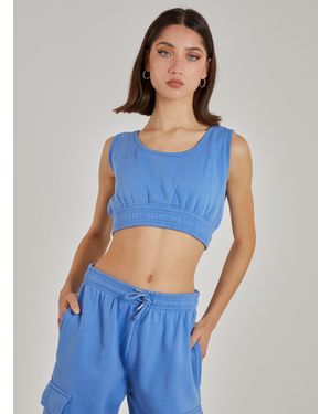 Pink Vanilla Cropped Lounge Bralette - Blue