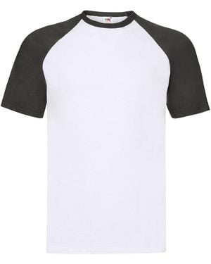Fruit Of The Loom Adult Contrast Panel Baseball T-Shirt Cotton - Black