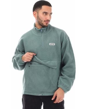 Levi's 1/4 Zip Mockneck Sherpa Fleece In Groen
