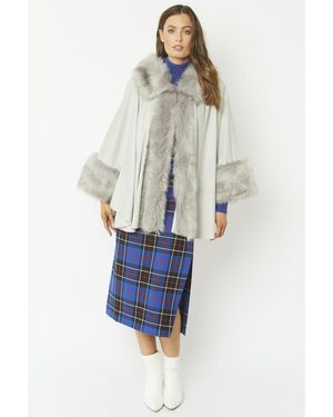Jayley Faux Fur Suede Cape - White