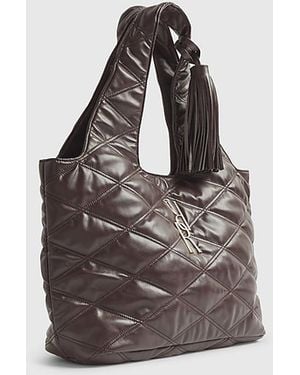 River Island Shoulder Bag Oversized Quilted Rr Branding Pu - White
