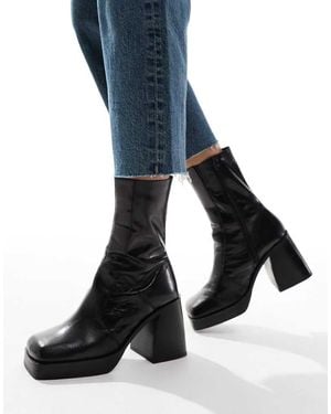 ASOS Rover Heeled Leather Boots - Blue