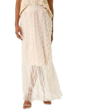 Roman Textured Mesh Skirt - Natural