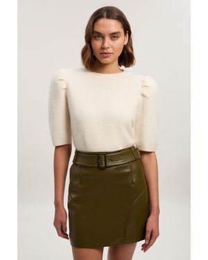 Karen Millen Faux Leather Mini Skirt - Natural