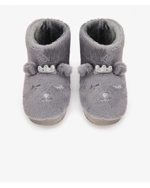 Penti Animal Embroidered Softy Home Booties - Grey
