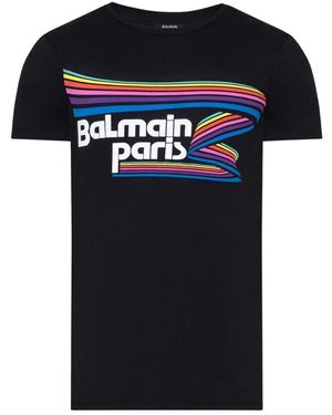 Balmain Paris Multi Logo T-Shirt Cotton - Black