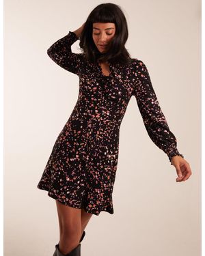 Blue Vanilla High Neck Keyhole Mini Dress - Natural